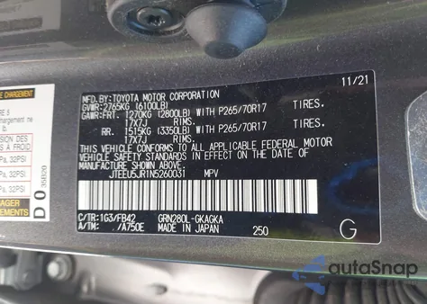 2022 Toyota 4Runner Sr5 из США, поврежденный, VIN JTEEU5JR1N5260031